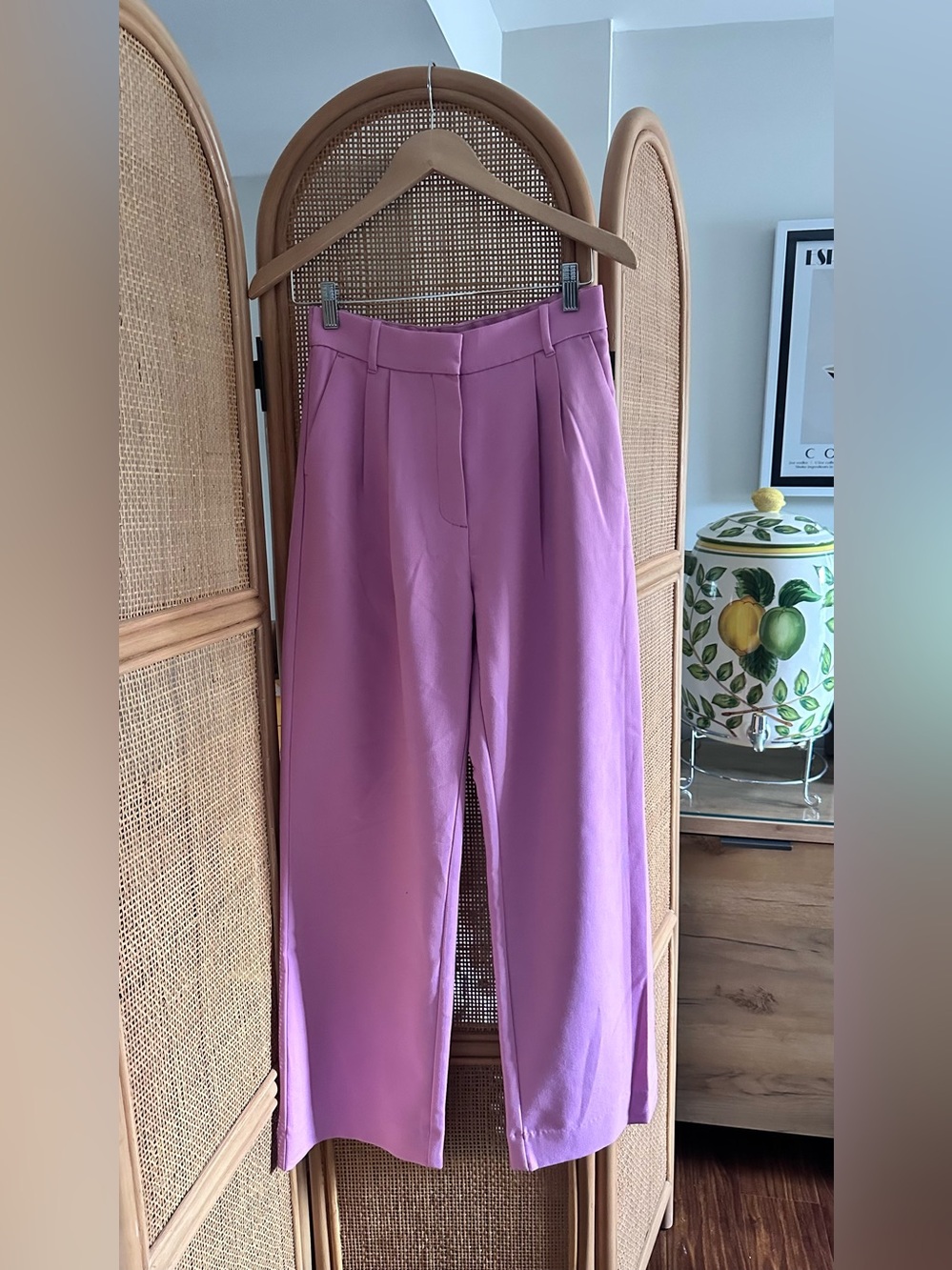 Abercrombie & Fitch Pink Wide-Leg High-Rise Trousers
